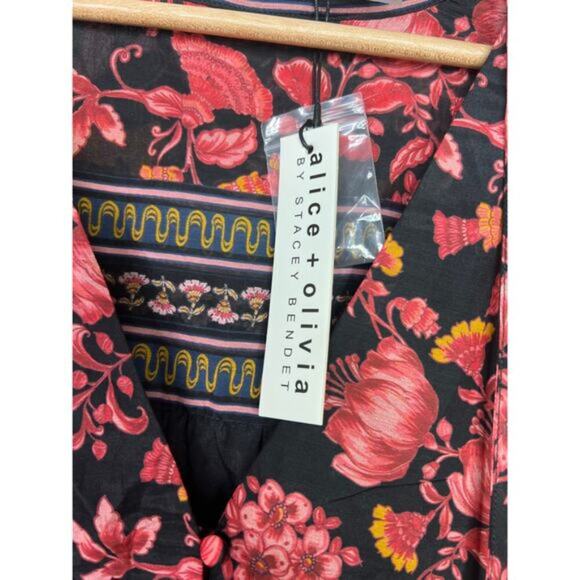 NWT Alice + Olivia Sedona Mandarin Tunic Dress Fall Into You Floral Dress Sz: 12 - Picture 4 of 7